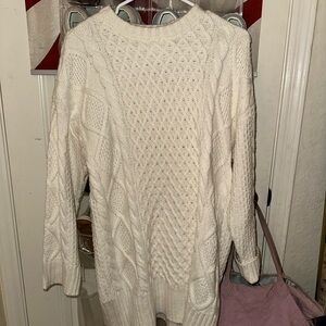 American Eagle Outfitters Cable Knit Sweater Dress - Cream